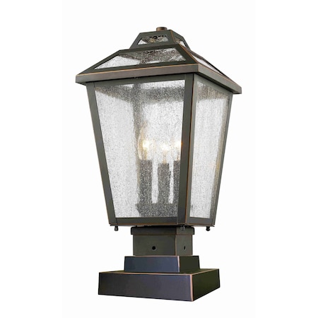Bayland 3 Light Outdoor Pier Mount Light, Oil Rubbed Bronze And Clear Seedy